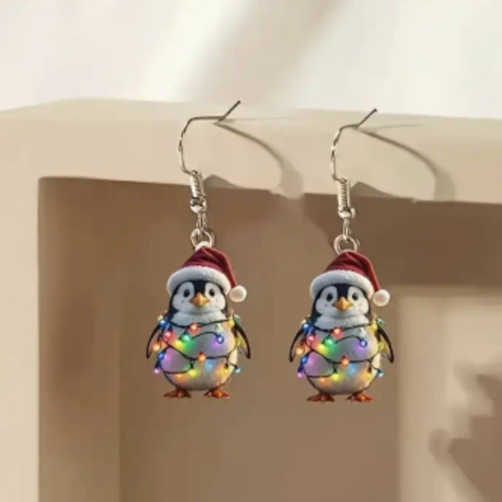 Penguin Earrings Festive